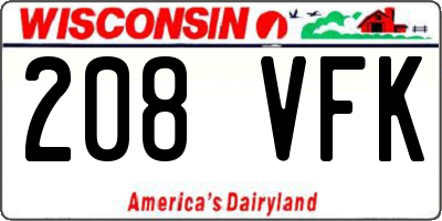 WI license plate 208VFK