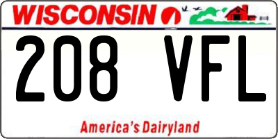 WI license plate 208VFL