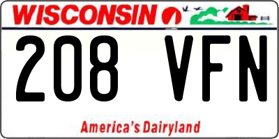 WI license plate 208VFN