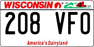 WI license plate 208VFO