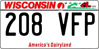 WI license plate 208VFP