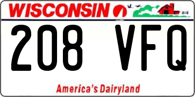 WI license plate 208VFQ