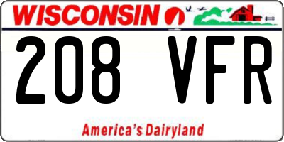 WI license plate 208VFR