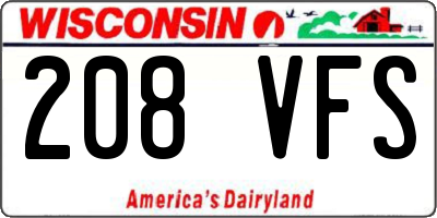 WI license plate 208VFS