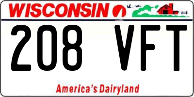 WI license plate 208VFT
