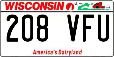 WI license plate 208VFU