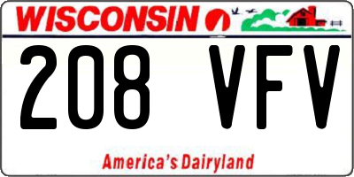 WI license plate 208VFV