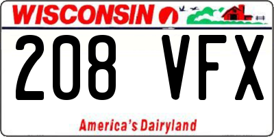 WI license plate 208VFX