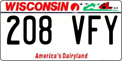 WI license plate 208VFY
