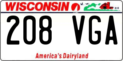 WI license plate 208VGA
