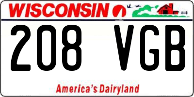 WI license plate 208VGB