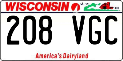 WI license plate 208VGC