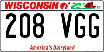 WI license plate 208VGG
