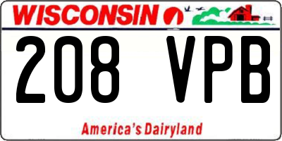 WI license plate 208VPB