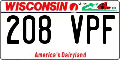 WI license plate 208VPF