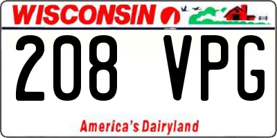 WI license plate 208VPG
