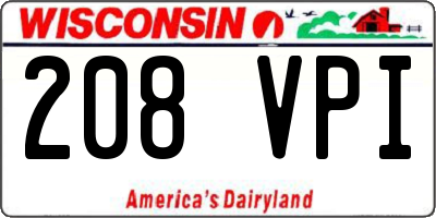 WI license plate 208VPI