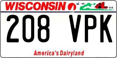 WI license plate 208VPK
