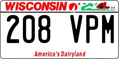 WI license plate 208VPM
