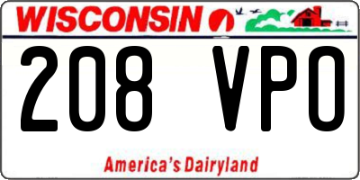 WI license plate 208VPO