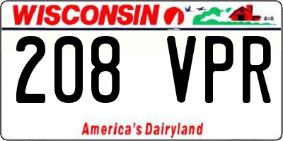 WI license plate 208VPR