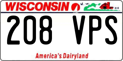 WI license plate 208VPS