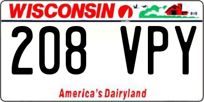 WI license plate 208VPY