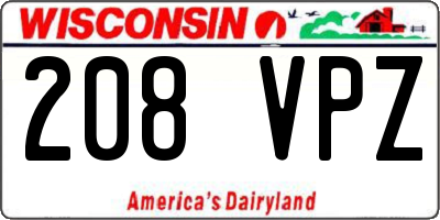 WI license plate 208VPZ