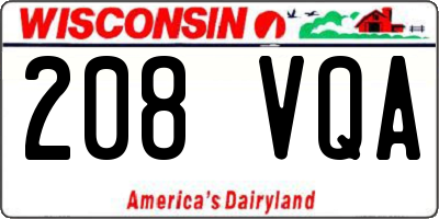 WI license plate 208VQA