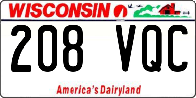 WI license plate 208VQC