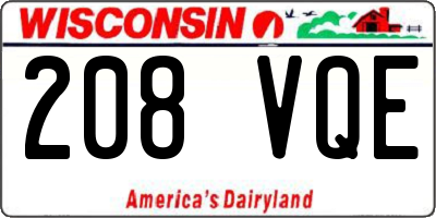 WI license plate 208VQE