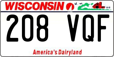 WI license plate 208VQF