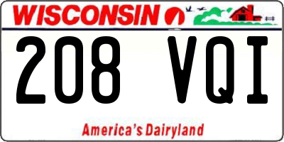 WI license plate 208VQI