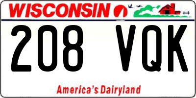 WI license plate 208VQK