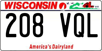 WI license plate 208VQL