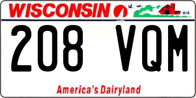 WI license plate 208VQM