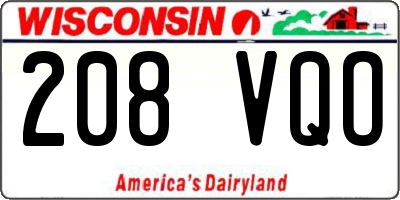 WI license plate 208VQO