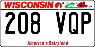 WI license plate 208VQP