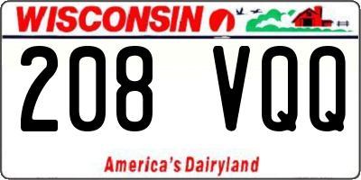 WI license plate 208VQQ