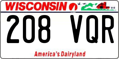 WI license plate 208VQR