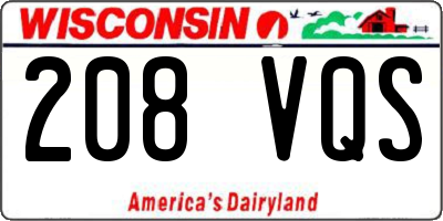 WI license plate 208VQS