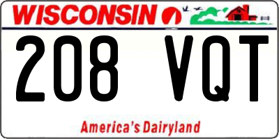 WI license plate 208VQT