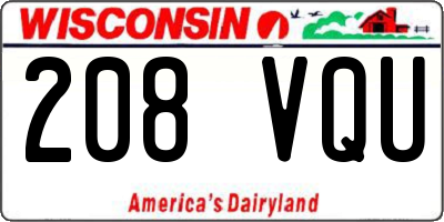 WI license plate 208VQU