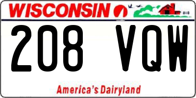 WI license plate 208VQW