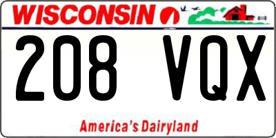 WI license plate 208VQX