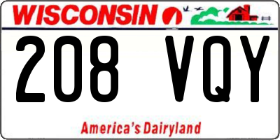 WI license plate 208VQY