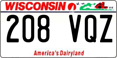 WI license plate 208VQZ