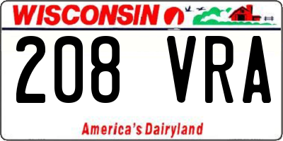 WI license plate 208VRA