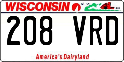 WI license plate 208VRD