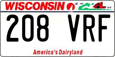 WI license plate 208VRF